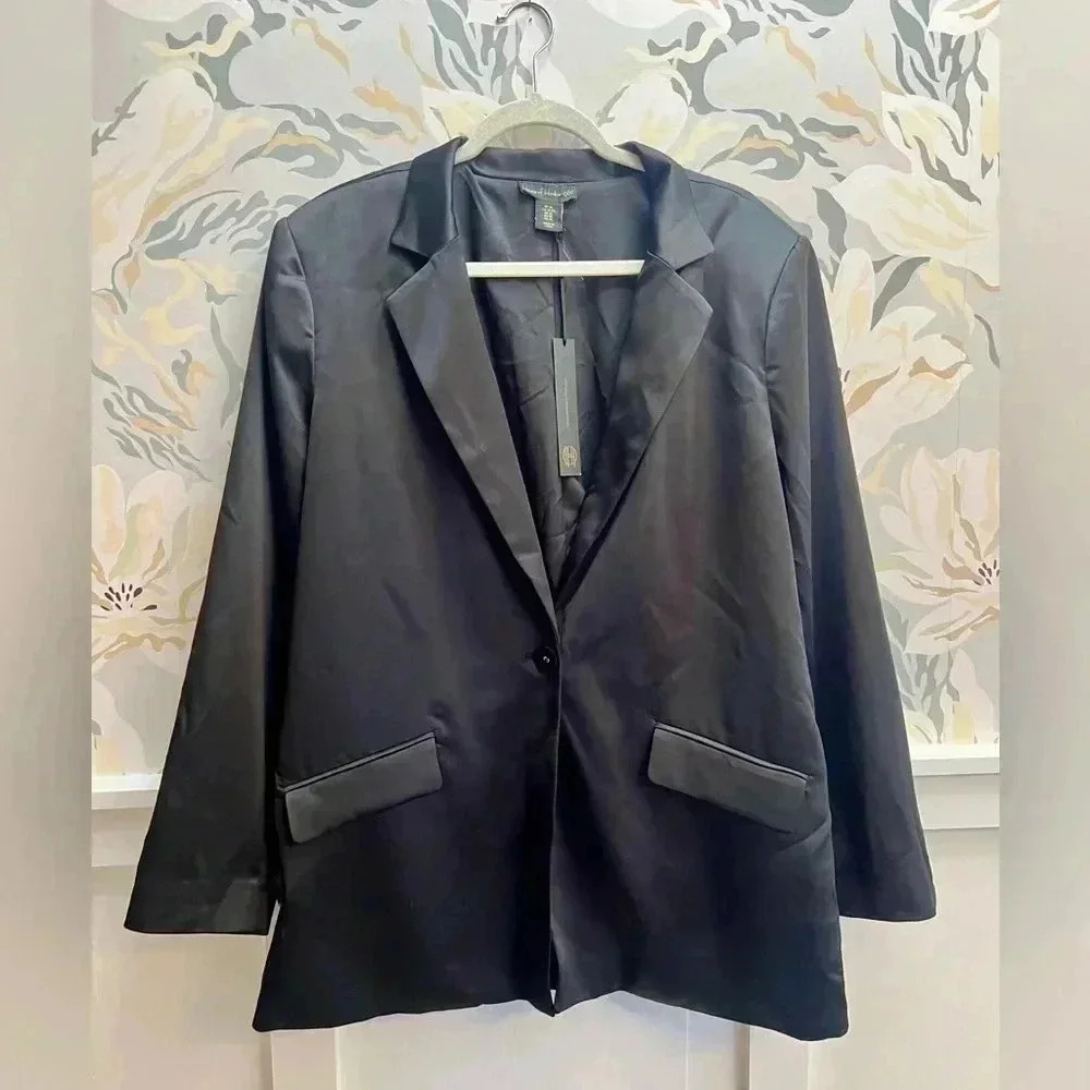 NWT House of Harlow 1960 Satin Blazer Jacket, Size XL